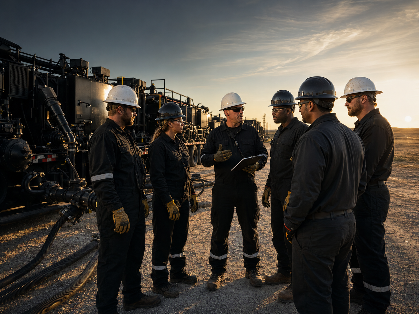 Hardline Energy crew reviewing safety procedures on location